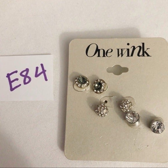 One Wink Rhinestone Pierced Earrings 3 Pairs NOC - Picture 4 of 5
